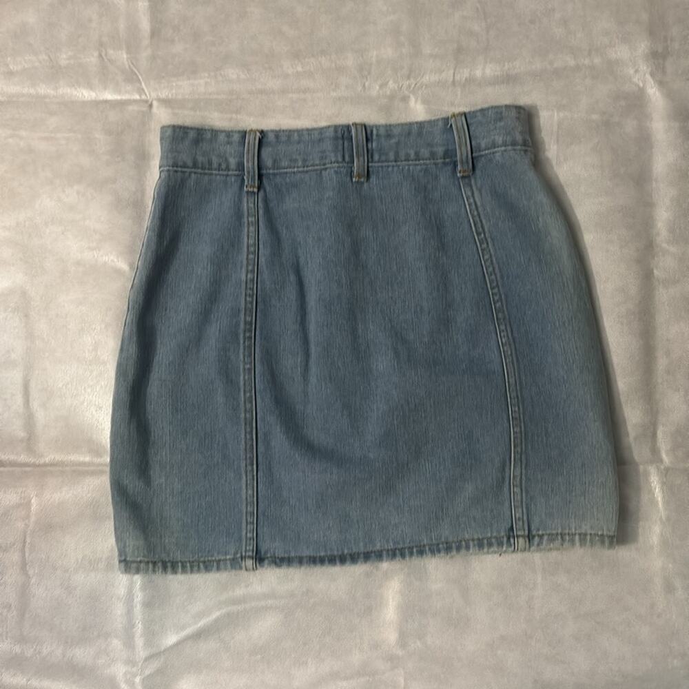 Princess Polly Mariya Fray Denim Mini Skirt 2 Blue Concert Cowgirl Festival Rave - Picture 4 of 8